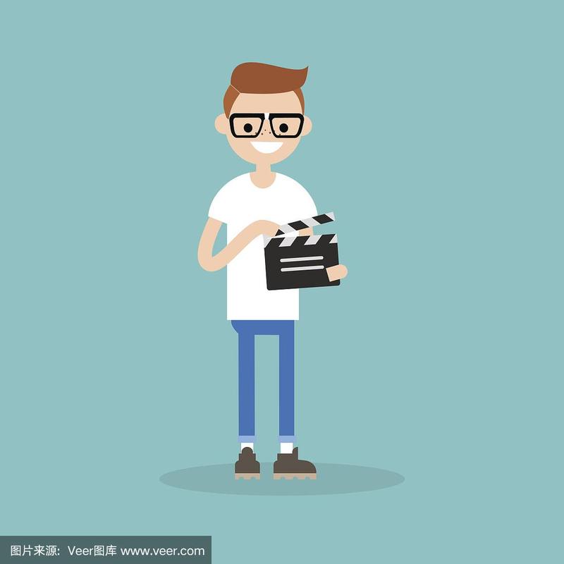 摄制组:手持挡板的年轻助理